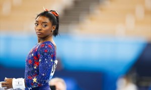 Foto de archivo. Simone Biles en los Juegos Olímpicos de Tokio 2020.