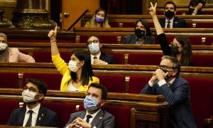 Imatge d'una de les votacions d'aquest dijous al Parlament, en el final del debat de política general.