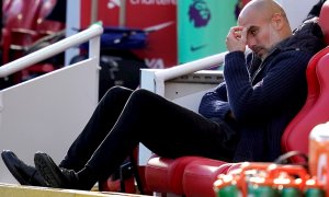 Pep Guardiola durante un partido de fútbol el pasado 3 de octubre.