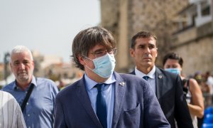 El expresident de la Generalitat Carles Puigdemont acude al festival Adifolk, a 22 de septiembre de 2021, en L’Alguer, Cerdeña (Italia).