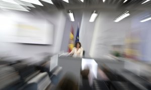 La ministra de Hacienda y Función Pública, Maria Jesús Montero, comparece en rueda de prensa posterior al Consejo de Ministros extraordinario  en que se ha aprobado el anteproyecto de Ley de Presupuestos Generales del Estado para 2022. E.P./ Óscar Cañas