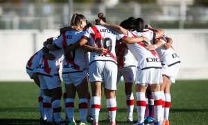 29/09/2021 Rayo Vallecano Femenino en un partido contra el Sporting de Hueva.