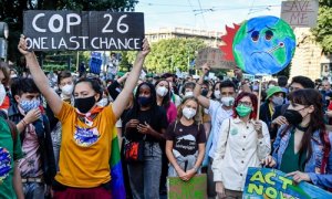 La activista medioambiental sueca Greta Thunberg participa en una protesta de 'Fridays For Future' ​en Milán, Italia, a 1 de octubre de 2021