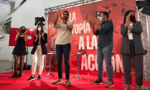 Víctor Camino, candidato a la secretaría general de las Juventudes Socialistas, en un acto del partido.