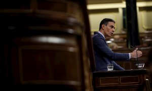 10/11/2021.- El presidente del Gobierno, Pedro Sánchez durante su intervención en el Congreso este miércoles durante la sesión de control al Gobierno para informar del último Consejo Europeo, centrado en la crisis energética, y someterse a las preguntas d