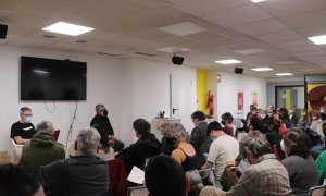 Una assemblea oberta parlamentària (AOP) de la CUP, on es decideix la posició del partit sobre els pressupostos del 2022.