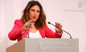 La portaveu del Govern, Patrícia Plaja, atén la premsa