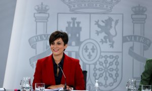 La portavoz del Gobierno y ministra de Política Territorial, Isabel Rodríguez durante la rueda de prensa tras el Consejo de Ministros celebrado este martes en el Palacio de La Moncloa.