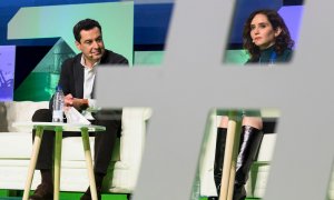 19/11/2021 Juan Manuel Moreno Bonilla e Isabel Díaz Ayuso, durante el 16 Congreso Autonómico del PP andaluz en Granada