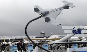 Presentación del dron Harop en el Salón Aeronáutico Internacional de París el 17 de junio de 2015.