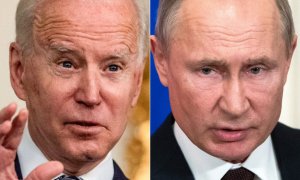 Joe Biden, presidente de Estados Unidos (i) y Vladimir Putin, presidente de Rusia (d)