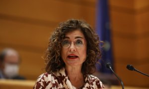 La ministra de Hacienda y Función Pública, María Jesús Montero, en el debate de los Presupuestos Generales del Estado (PGE) en el Senado.