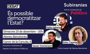 Cartel del debate '¿Es posible democratizar el Estado?'.