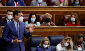 15/12/2021.- El presidente del Gobierno, Pedro Sánchez (i), interviene en la sesión de control al Gobierno celebrada en el Congreso de los diputados en Madrid este miércoles. EFE/ Javier Lizón