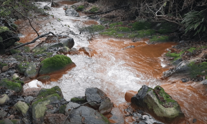 Regato contaminado junto a la mina de san finx en lousame