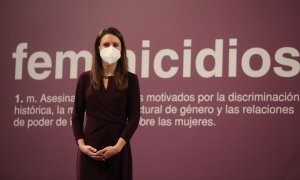 La ministra de Igualdad, Irene Montero, en una rueda de prensa para hacer balance de 2021, en el Ministerio de Igualdad, a 20 de diciembre de 2021, en Madrid.