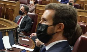 21/10/2020 Pablo Casado y Santiago Abascal en el Congreso de los Diputados