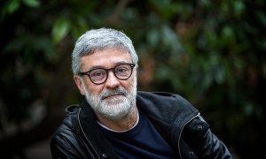 El diputat de la CUP Carles Riera, al pati interior del Parlament de Catalunya.