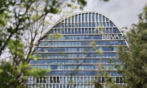 Edificio de la sede de BBVA en Madrid, conocido como ‘La Vela'. E.P./Isabel Infantes