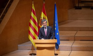 El presidente del Tribunal Supremo y del Consejo General del Poder Judicial (CGPJ), Carlos Lesmes, interviene en el acto de entrega de despachos a los 188 integrantes de la LXX promoción de la Escuela Judicial, en L’Auditori Lepant 150, a 29 de noviembre