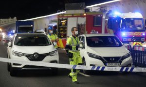 Bomberos, Samur, y agentes participan en un simulacro de accidente múltiple en Méndez Álvaro (Madrid)