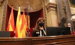 03/02/2022 - La presidenta del Parlament, Laura Borràs, en el ple d'aquest dijous.