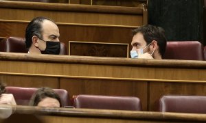 Sergio Sayas y Carlos García Adanero, diputados de UPN, ayer en el Congreso.