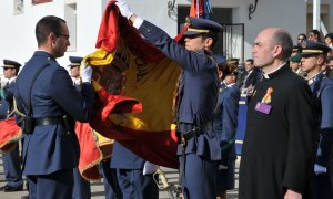 Imagen cedida de la jura de bandera de Pablo Sorando.