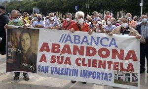 Protesta contra Abanca en San Valentín, en Ferrol.