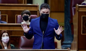 16/02/2022.- El portavoz de ERC, Gabriel Rufián durante su intervención en la sesión de control al Gobierno este miércoles en el Congreso de los diputados. EFE/ Javier Lizón