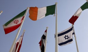 01/10/2021 Las banderas iraní e israelí en la Expo 2020 de Dubái