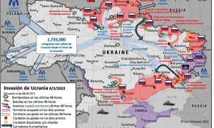 Mapa actualizado a 8 de marzo de 2022 de la invasión de Rusia a Ucrania.