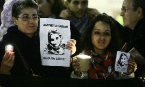 ARCHIVO. Manifestación por Aminetu Haidar en la Puerta de Sol.