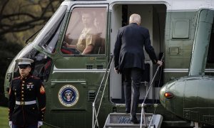 El presidente de Estados Unidos, Joe Biden, en Washington este miércoles 23 de marzo de 2022 antes de partir a Bruselas.