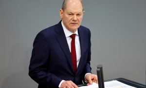 Olaf Scholz durante una intervención en el parlamento alemán.