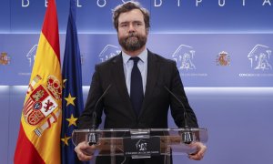 (29/03/2022) Iván Espinosa de los Monteros, en rueda de prensa este martes en el Congreso tras asistir a la reunión de la Junta de Portavoces.