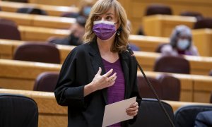 29/03/2022. La ministra de Educación y Formación Profesional, Pilar Alegría, interviene en una sesión de control al Gobierno en el Senado, a 08/03/2022.