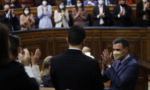 El presidente del Gobierno, Pedro Sánchez, tras su comparecencia este miércoles ante el pleno del Congreso para informar de las conclusiones del Consejo Europeo, la Cumbre de la OTAN y las relaciones con Marruecos