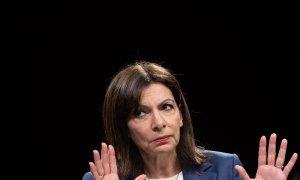 Anne Hidalgo, durante un mitin en Rennes el pasado 11 de marzo de 2022.