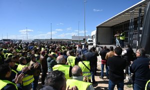 02/04/2022 La Plataforma Nacional en Defensa del Sector del Transporte, convocante de los paros, en la asamblea donde se ha decidido la suspensión temporal de las movilizaciones