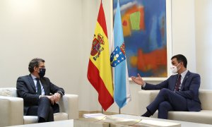 El presidente del Gobierno, Pedro Sánchez, y el presidente de la Xunta de Galicia, Alberto Núñez Feijóo, durante una reunión en enero de 2021.