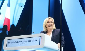 07/04/2022 - Marine Le Pen en un míting a Perpinyà abans de la primera vota de les eleccions presidencials franceses.