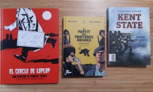 Portades d''El cercle de Loplop', 'Els partits dels Panteres Negres' i 'Kent State'.