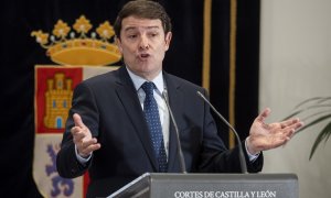 Alfonso Fernández Mañueco durante el acto de toma de posesión como presidente de la Junta de Castilla y León este 19 de abril de 2022.