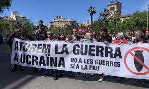 Imatge de la capçalera de la manifestació d'aquest diumenge.