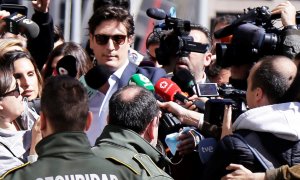 Luis Medina, esta mañana a su salida de los juzgados de Plaza de Castilla