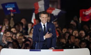 30/04/2022. Emmanuel Macron celebra su reelección como presidente de Francia, a 24 de abril de 2022.