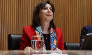 La ministra de Defensa, Margarita Robles, durante su comparecencia este miércoles ante la Comisión de Defensa del Congreso.