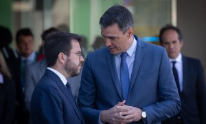 06/05/2022-El presidente de la Generalitat, Pere Aragonès y el presidente del Gobierno, Pedro Sánchez , en la jornada de clausura de la XXXVII Reunió Cercle d’Economia, a 6 de mayo, en Barcelona, Catalunya