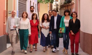 Inma Nieto, con los líderes de los partidos que conforman Por Andalucía.